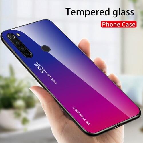 For Xiaomi Redmi Note 8T Case Hard Tempered Glass fashion Gradient Protective Back Cover case For xiaomi redmi note8T shell