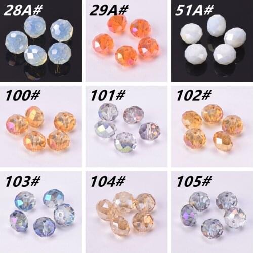 Plated Colors Rondelle Faceted Czech Crystal Glass 3-4mm 6-8mm 10-12mm 14mm 16mm 18mm Loose Spacer Beads for Jewelry Making DIY