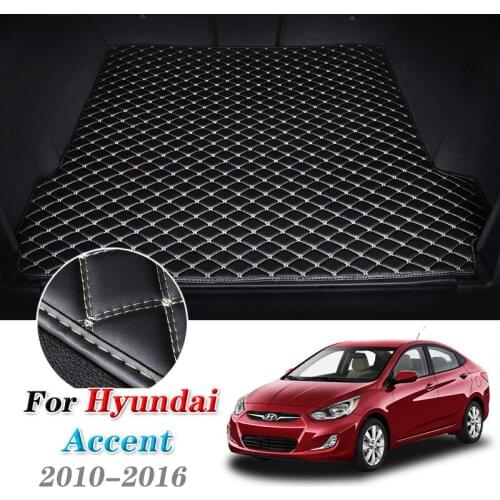 Kcimo Leather Car Trunk Mats for Hyundai i25 Accent 2010-2016 Verna Solaris Grand Avega Cargo Liner Boot Tray Pad Auto Carpet