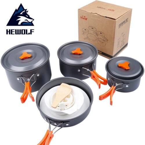 Hewolf 4-5 person outdoor pot set multi person field stove camping pot set portable picnic pot