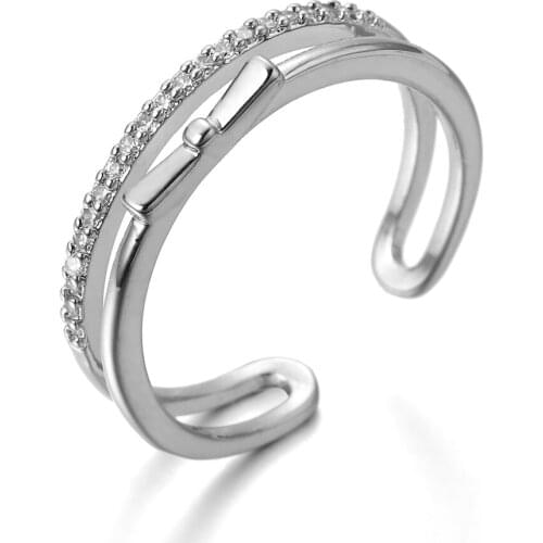 Single Row Cubic Zirconia Rings Women Rings Fashion Simple Irregular Adjustable Wedding Ring Give Girlfriend Birthday Gift