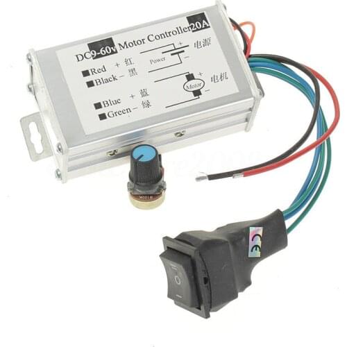 DC 9V 12V 24V 48V 60V 20A Reversible Motor Speed Controller Regulator Driver PWM
