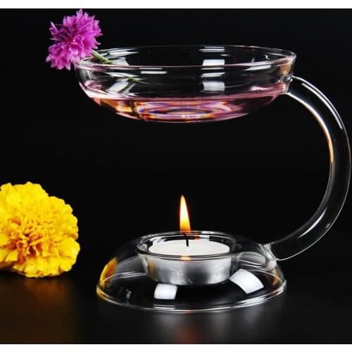 Glass Candlestick Aroma Candle Cup Tealight Burner Holder Desktop Adornment