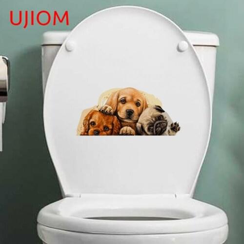 UJIOM Puppies King Charles Spaniel Labrador and Pug Home Wall Sticker Decoration Bedroom Living Room Decor Mural Art Stickers