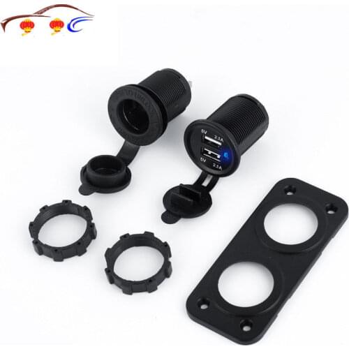 Dual USB Car Cigarette Lighter Socket Splitter 12V Charger Power Adapter GH RV Yacht Modified Two-in-one Digital Display
