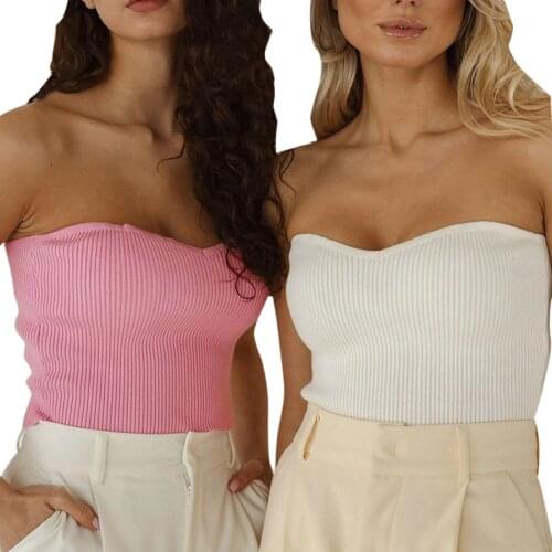 2021 Hot Trend Casual Women Close-fitting Sexy Vest Boat Neck Solid Color Sleeveless Off-the-shoulder Tube Tops Four Colors