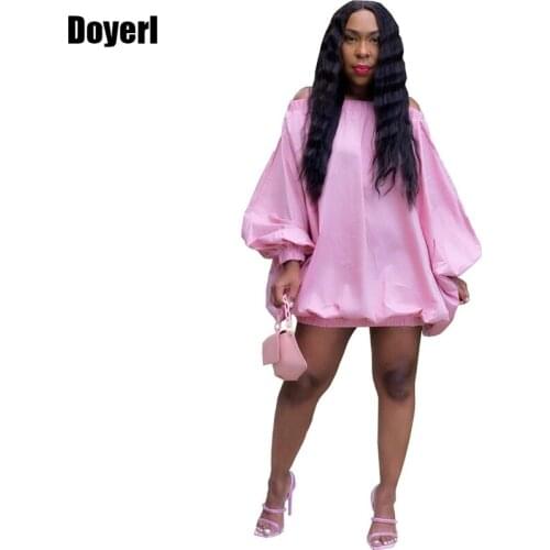 Off Shoulder Loose Casual Dress Women Streetwear Solid Long Sleeve Oversized T Shirt Dress Autumn Mini Casual Party Dress 2021