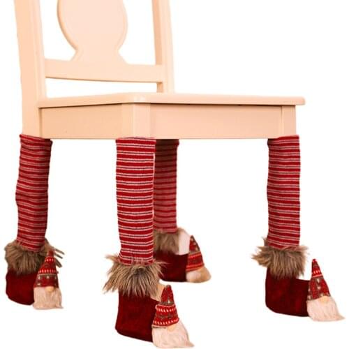 1/4 Pcs elastic Elves Santa Table Chair Legs Feet Sock Cover Floor Protector diy christmas Home party Decoration Gift Sock