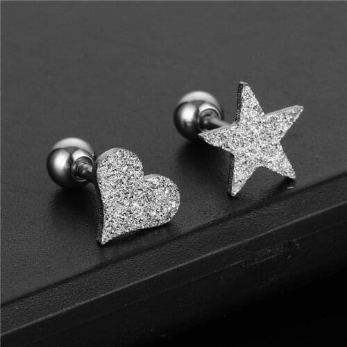 1Pcs New Fashion Simple Sand Pressure Personality Star Earrings Ear Bone Nails Titanium Steel Ear Jewelry Piercing