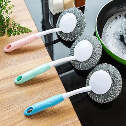 1pc Hanging Wire Ball Brush Stainless Steel Wire Ball Brush for Dish Pot Sink Oil Remover Scrubber Home Kitchen Cleaning Tools