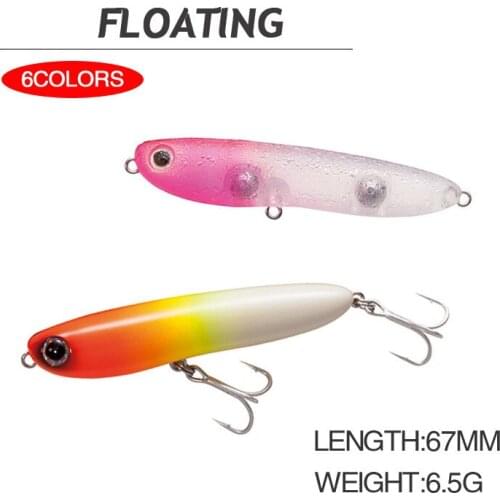 1PCS Cocked Mouth Floating Pencil Fishing Lure 67mm 6.5g High Quality Tackle Wobblers Artificial Hard Bait Crankbait Peche Isca