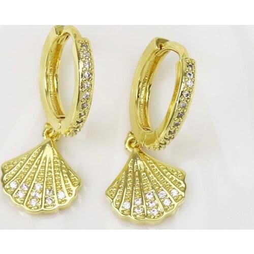 10 Pairs Zircon earrings Gold shell tiny earrings women jewelry Fashion Drop earrings Gift for women jewelry 9968