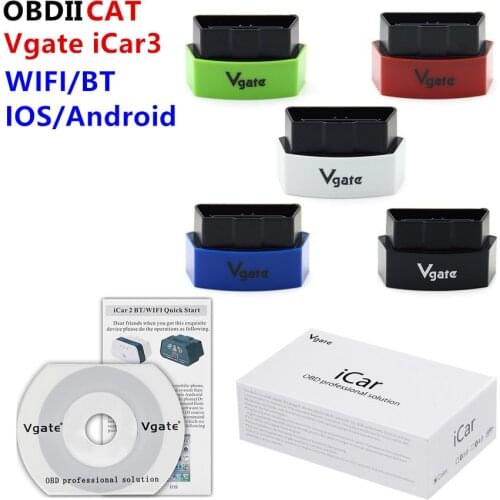 10PCS/LOT Icar3 wifi 5 Colors optional ! Vgate iCar3 wifi ELM327 OBD2 Scanner icar 3 elm327 For Android/ IOS/PC Free shipping