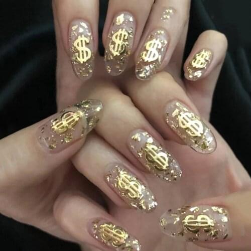 10pcs Nail Art Charm 3D Alloy Gold Constellation $ Shape Crystal Rhinestone Press On Tips Decoration D057