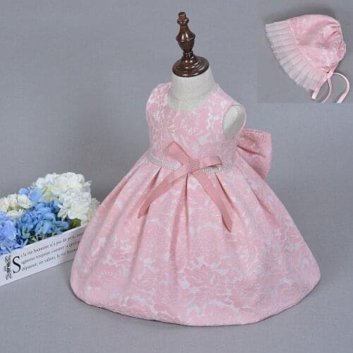 2016 New 0-2 Years Baby Girl Dress Pink First Communion Dresses For Girls Party Wedding dress Christening Gown Free Shipping