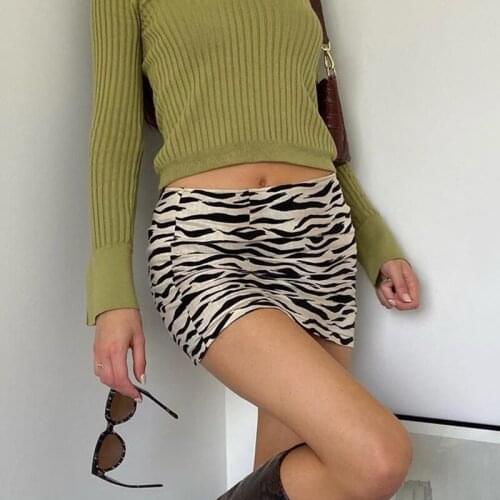 2021 Bodycon Sexy Mini Skirt Women Streetwear Animal Zebra Print High Waist Y2K Skirt Party 90S Aesthetic Vintage E-girl