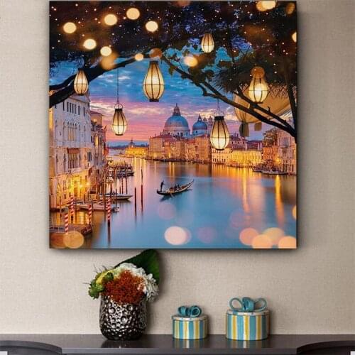 3D picture of rhinestones mosaic Landscape city full embroidery paint with diamonds painting landscape sale crystal decor TT5278