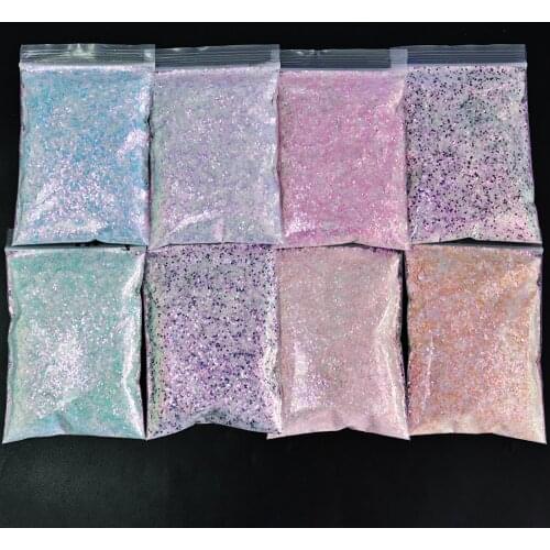 50g Mermaid Glitter Sequins Spangles Manicure Nail Art 3D Hexagon Rainbow Glitter Charms Sparkly Flakes Nail Slice PailletteH