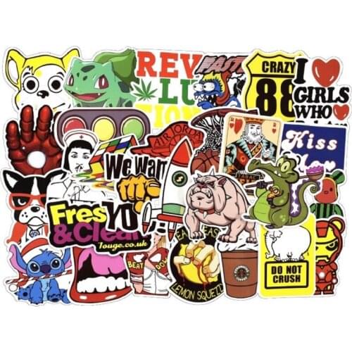 50Pcs Stickers Mixed Cartoon Toy Stickers Car Laptop Skateboard Suitcase Bicycle Graffiti Stickers Decal Not Repeat