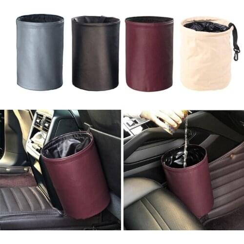 Car Trash Can Portable Garbage Bin Trash Bag for Car Waterproof Trashcan Waste Basket Rubbish Bin Leather Car Organizers