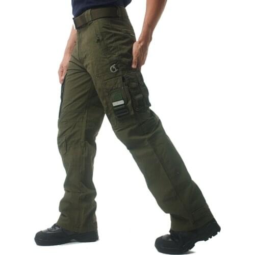 New Mens Tactical Pants Cotton Side Pocket Knee Length Army Green Khaki Black Military Urban Clothes Male Overalls Cargo Pant