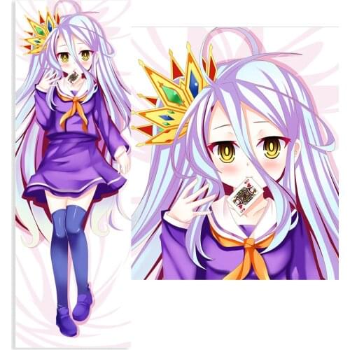 Anime NO GAME NO LIFE Long Pillow Case Cosplay Shiro Cushion Cover Hugging Body Peach Skin Pillowcase