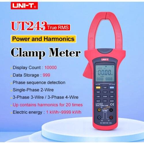 UNI-T UT243 Digital clamp meter Ture RMS power and harmonic meter multimeter ammeter 50Hz~60Hz