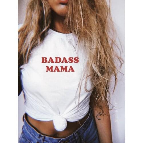 Badass Mama Tee Funny Mom Shirt Summer Short Sleeve Crewneck Tumblr Tshirt Fashion Grunge Graphic Tee Shirts Outfits