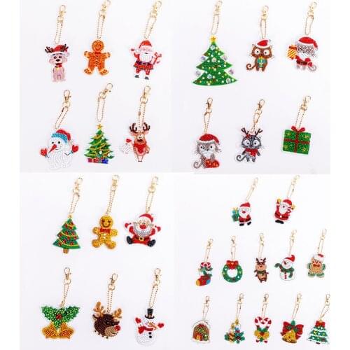 DIY Christmas Special Shaped Diamond Painting Animal Keychain Pendant Women Bag Decoration 5D Diamond Embroidery Xmas Gift