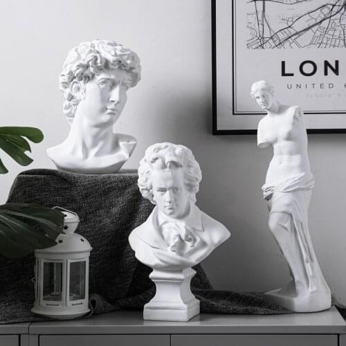 Character Head Sketch Plaster Small Ornaments Mini David Venus Sculpture Desktop Decoration Retro Resin Furnishings Figurine