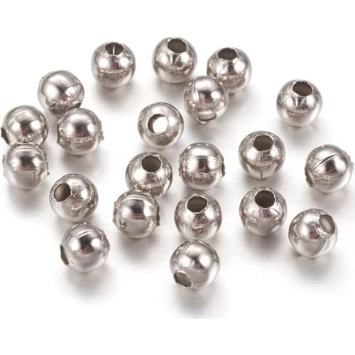 Fashewelry 50pcs 4 5mm 304 Stainless Steel Spacer Beads Round Loose Beads for Bracelet Making DIY Jewelry Findings Accessories