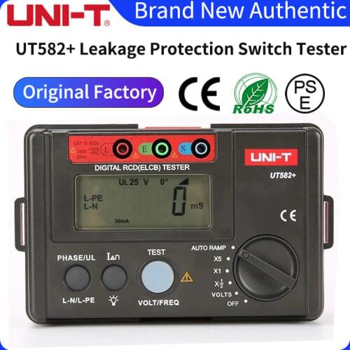 UNI-T UT582+ Digital RCD (ELCB) Tester AUTO RAMP Leakage Circuit Breaker Meter with Mis-Operation Buzzer