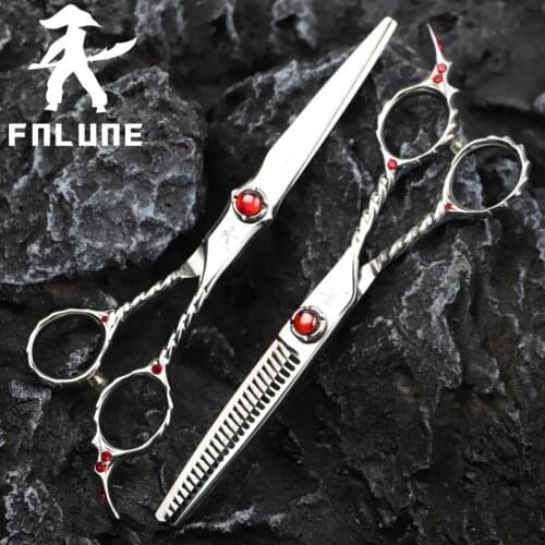 FnLune Tungsten Steel Professional Hair Salon Scissors Cut Barber Accessories Haircut Thinning Shear Hairdressing Tools Scissors