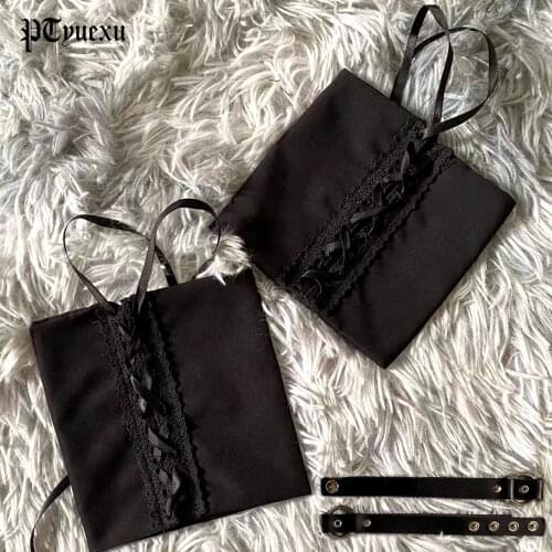 New Fashion Goth Harajuku Womens Leg Warmers Accessories Foot Cover With PU Belt Womens Leg Warmers Vest Collocation