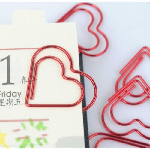 Red love heart shaped paper clips stationery red love heart paper clip bookmark paper clip