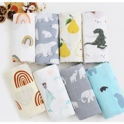 120x120cm Muslin Blanket Cotton Baby Swaddle Bamboo Soft Newborn Blanket Bath Towel Gauze Infant Muslin Baby Blanket