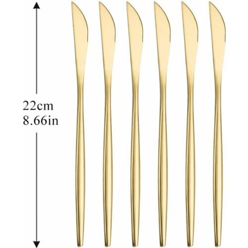 6Pcs Dinnerware Set Western Stainless Steel Dinner Knife Cutlery Set Kitchen Complete Dinner Knife Tableware Set Silver Cutlery