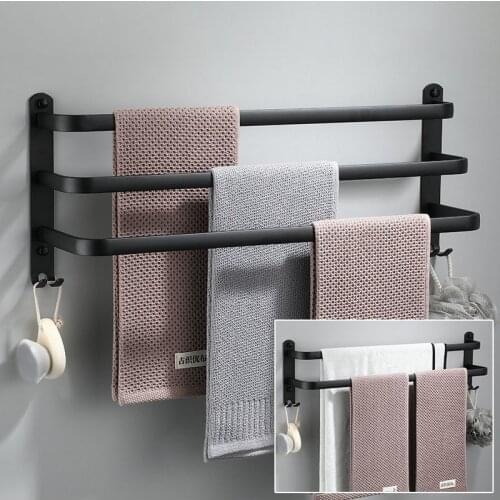 Wall Mounted Towel Hanger Modern Aluminum Durable Towels Rack for Kitchen Multi-function Bathing Holder Bathroom Accessories