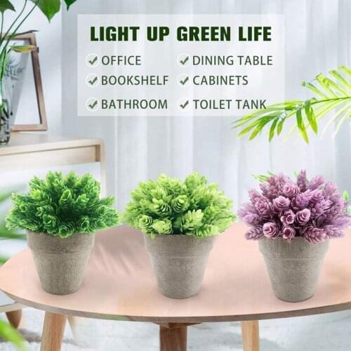 Small Artificial Potted Plants 3 Pack Mini Fake Plants in Pot for Home Decor Indoor Outdoor Faux Plastic Green Grass