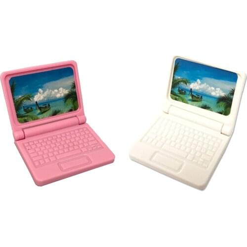 NK One Pcs Doll Accessories Fashion Mini Noble Pink Laptop Imitation Computer For Barbie Doll Office Toys 001B DZ