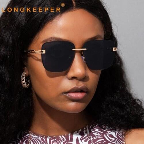 New Rimless Gradient Sunglasses for Women Men Vintage Oversize Sun Glasses Ladies Retro Fashion Square Eyeglasses Gafas De Sol