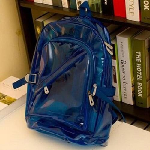 Transparent PVC Backpack Swimwear Bags Girls Shoulder Bag Fashion Solid Zipper Teenager Students Bags Fluorescent Color
