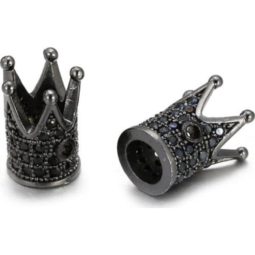 Crown skull leopard warrior helmet micro pave cz cubic zirconia spacer beads metal Crystal bracelet necklace ryh4