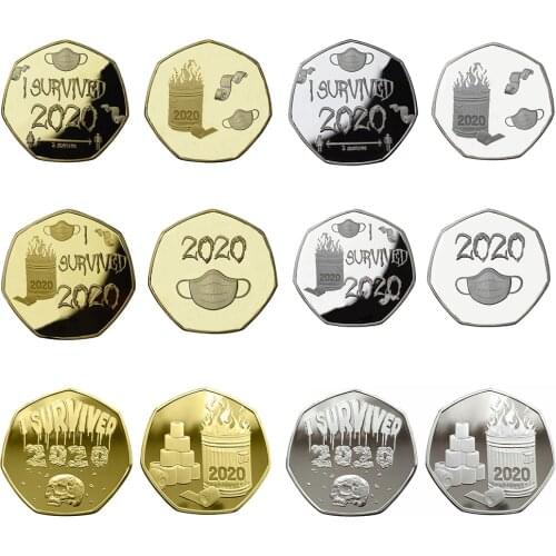 I SURVIVED 2020 Commemorative Coin Home Souvenir Coins Collection Decoration Accessories Coins Old Metal New Year Gift Gold Coin