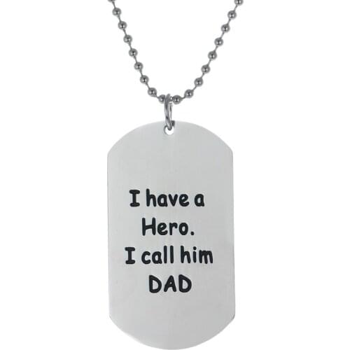 Bespmosp I Have A Hero,I Call Him Dad Father Pendant Charm Chain Necklace Family Fathers Birthday Gifts Stainless Steel Jewelry