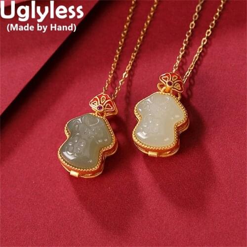 Uglyless Open Gemstones Sachet Pendants for Women Designer Clothes Photo Folder Necklaces 925 Silver Cheongsam Jewelry NO Chains