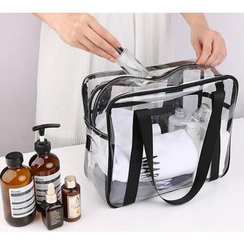 Transparent PVC cosmetic bag travel storage bag beautician cosmetics storage bag large capacity toilet bag toiletry storage bag