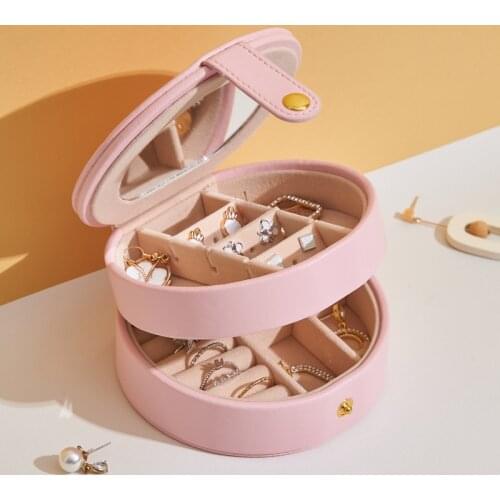 Pu Waterproof Jewelry Box Mini Earring Ring Storage Container Bracelet Necklace Display Holder Travelling Organizing Accessory