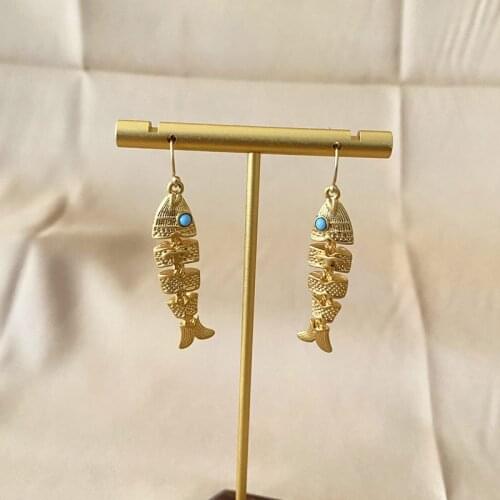 Retro Stud Earring Pendant For Women 2021Vintage Gold Fish Bone Aros Korean Fashion Aesthetic Aretes Charm Laady Gift Jewelry