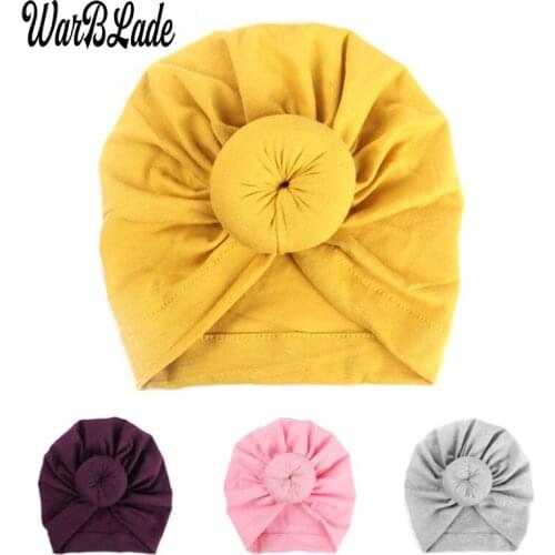 2019 New Hot Designed Cute Baby Hat Cotton Soft Turban Knot Girl Summer Hat Bohemian Style Kids Newborn Cap For Baby Girls
